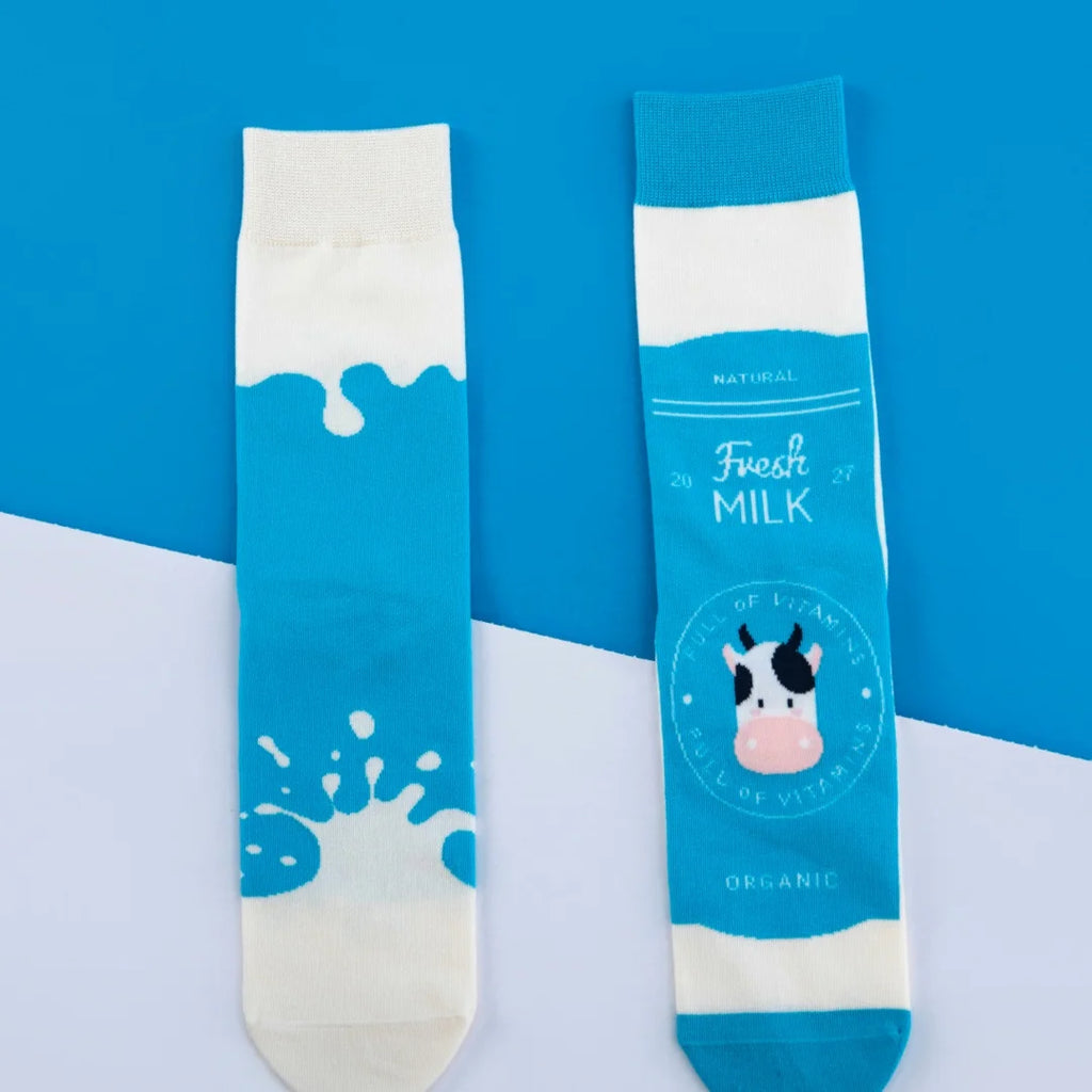 Cotton Blend Cartoon Cow Mid Calf Unisex Socks