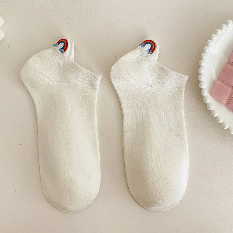 Cotton Embroidered Animal Crew Socks