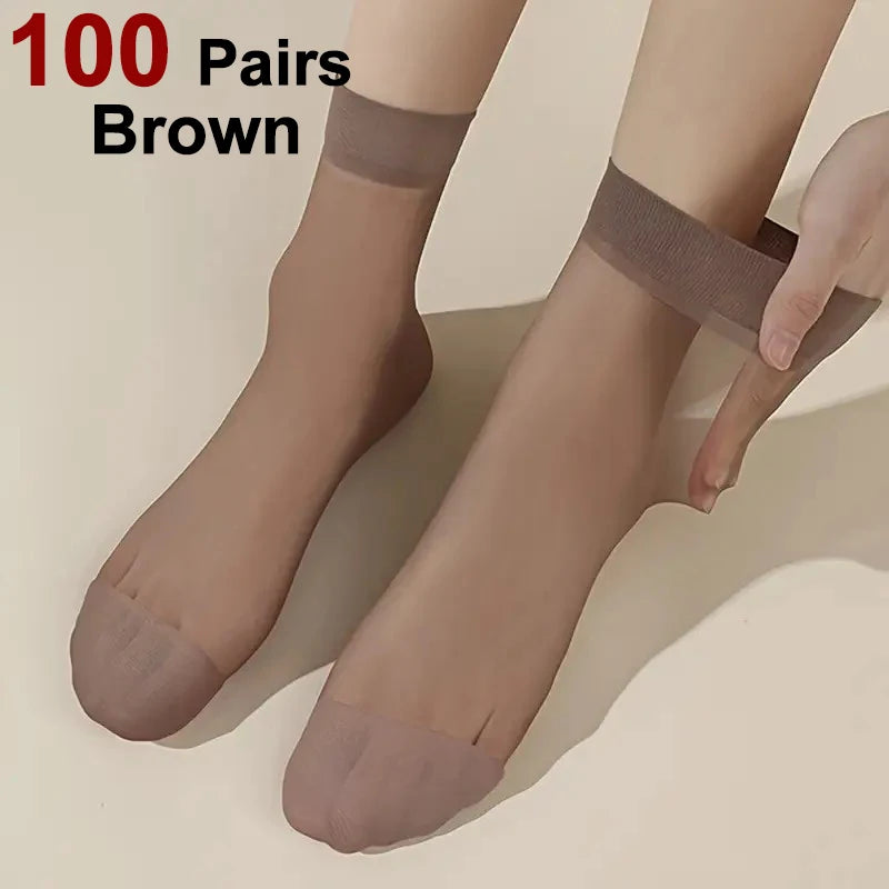 Nylon Spandex Transparent Casual Socks - 12