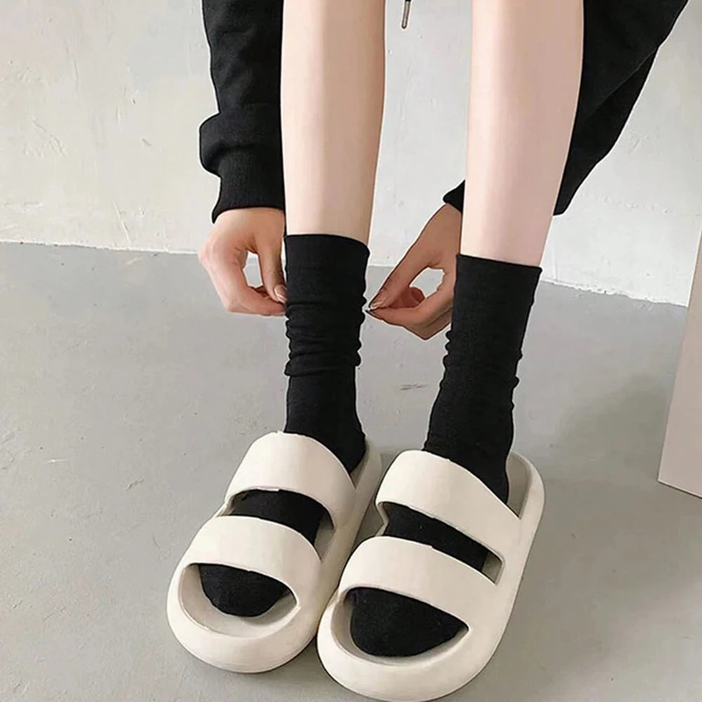7 Pairs Womens Polyester Spandex Mid Tube Casual Socks