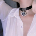 PU Leather Bowknot Bell Choker Necklace with Chain
