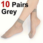 10 Pairs Transparent Nylon Silk Casual Socks