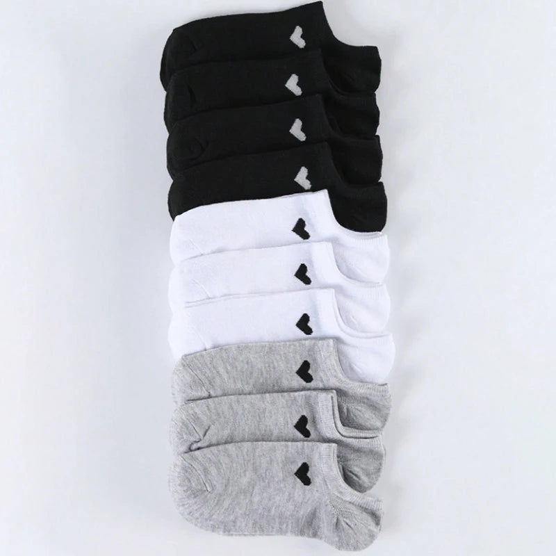 Polyester Elastane Low Cut Casual Heart Print Women Socks