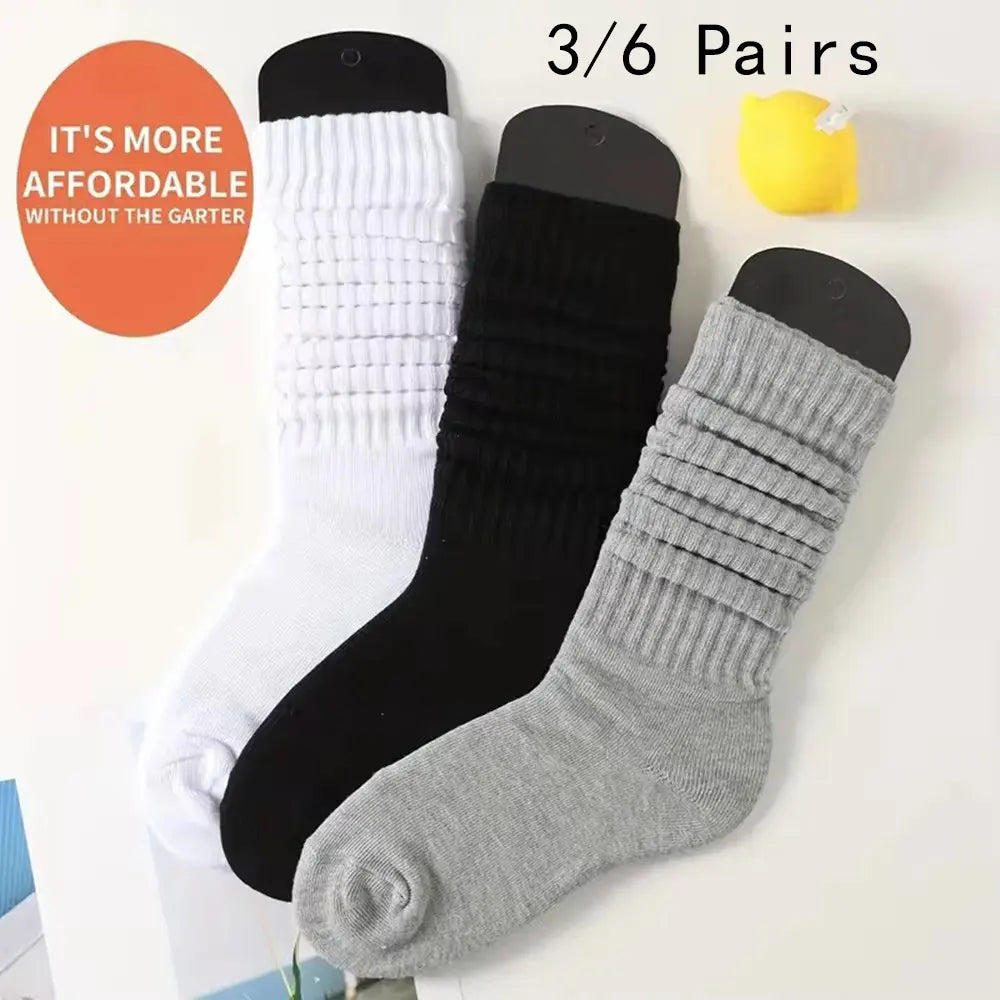 Polyester Elastane Pleated Mid Length Women Casual Socks - 1