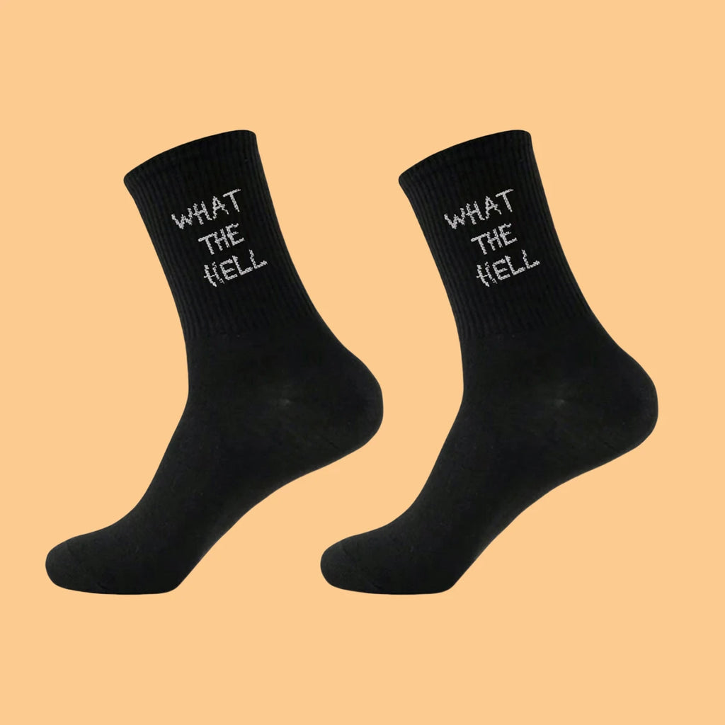 Polyester Elastane Crew Socks Letter Graphic Footwear