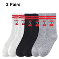 Polyester Elastane Blend Casual Mid Tube Socks 3 Pair Set
