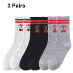 Polyester Elastane Blend Casual Mid Tube Socks 3 Pair Set