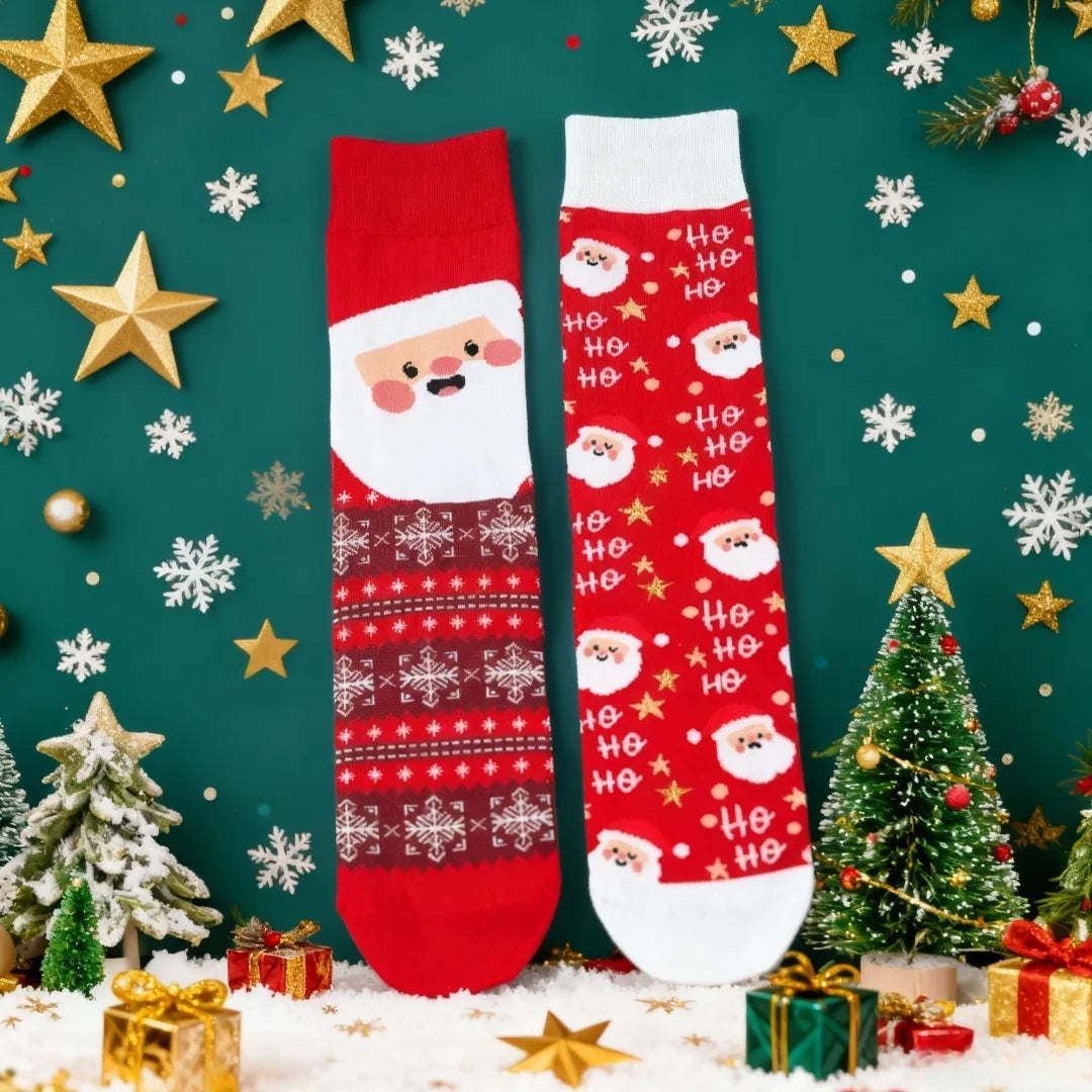 Cotton Blend Santa Claus Mid Calf Christmas Socks