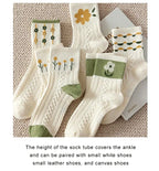 10 Pairs Floral Print Polyester Casual Mid Tube Socks