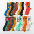 Cotton Blend Letter Printed Mid Tube Casual Crew Socks