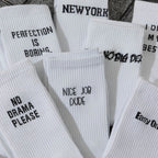 Polyester Elastane Blend Crew Socks With Letter Design