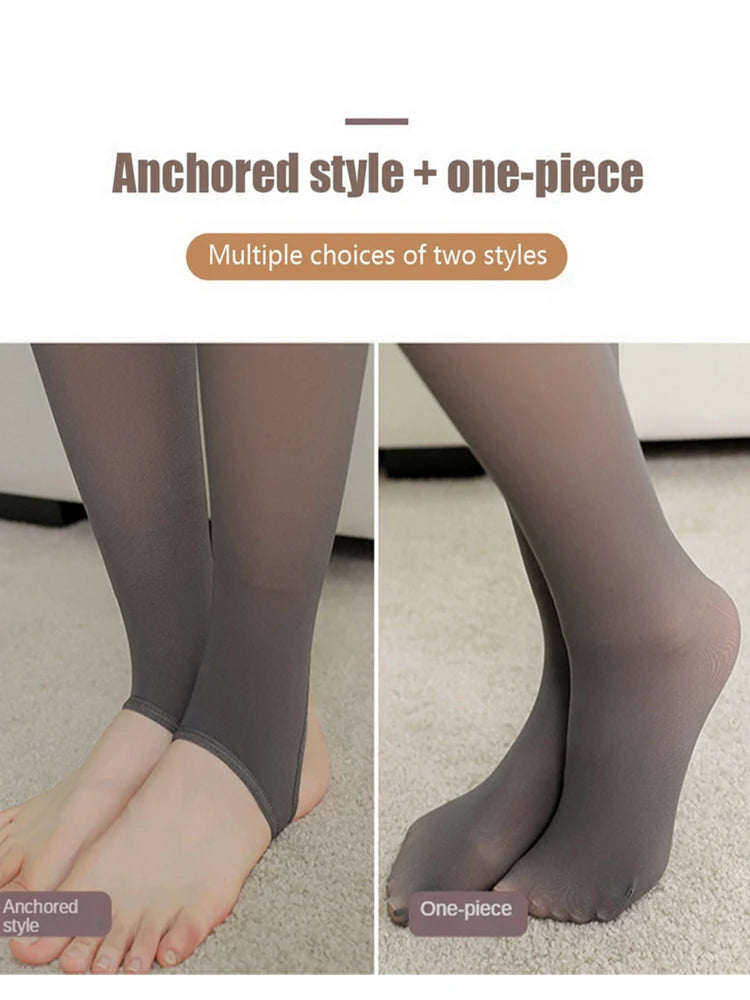 Fleece Lined Translucent Thermal Tights for Women