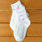 Polyester Elastane Bow Print Mid Tube Casual Socks