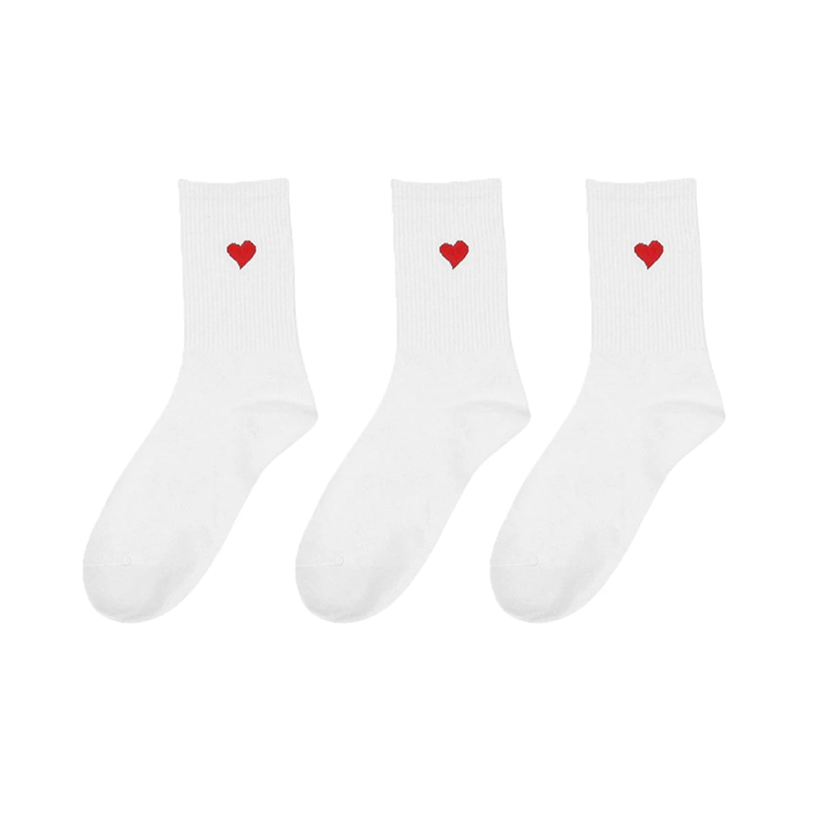 Polyester Elastane Heart Pattern Women Crew Socks - 7