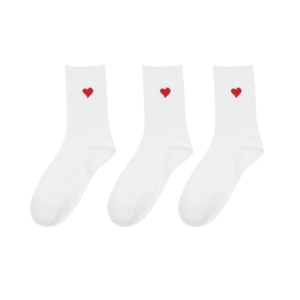 Polyester Elastane Heart Pattern Women Crew Socks