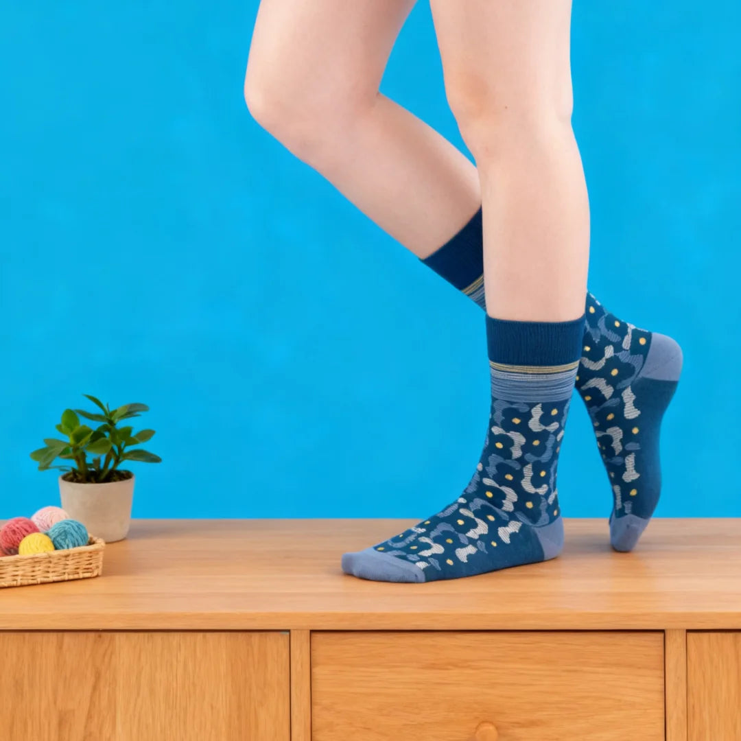 Cotton Blend Floral Mid Calf Socks