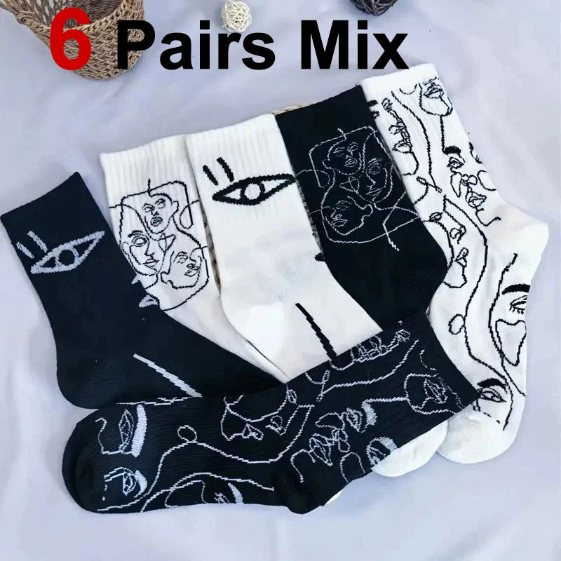 Cotton Blend Abstract Graphic Crew Socks - 14