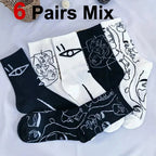 Cotton Blend Abstract Graphic Crew Socks
