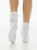 Polyester Elastane Knit Slouch Crew Socks