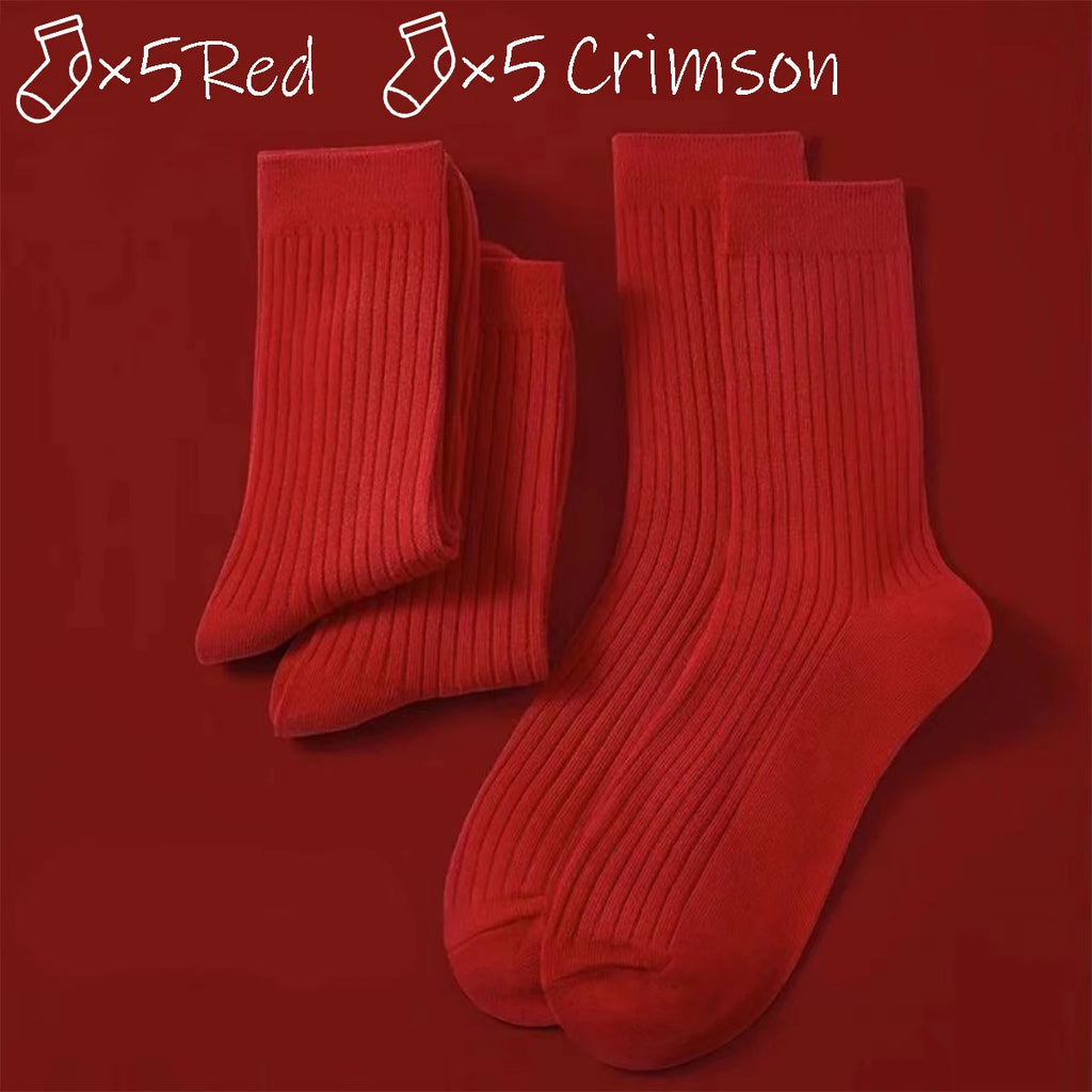Polyester Elastane Crew Socks Women Casual Mid Tube Set