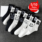 Polyester Elastane Crew Socks Graphic Print