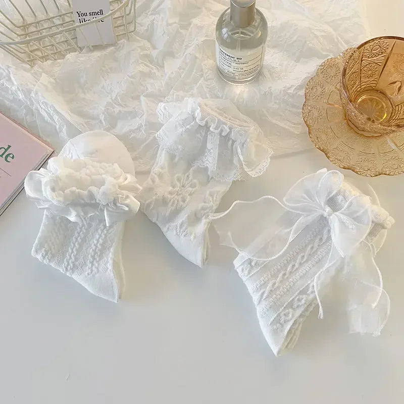 Polyester Lace Ruffle Lolita Socks Mid Tube Casual Wear - 9