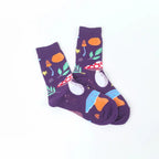 Cotton Blend Mushroom Print Casual Socks