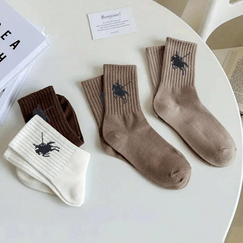 Polyester Elastane Crew Socks Geometric Pattern Casual Footwear