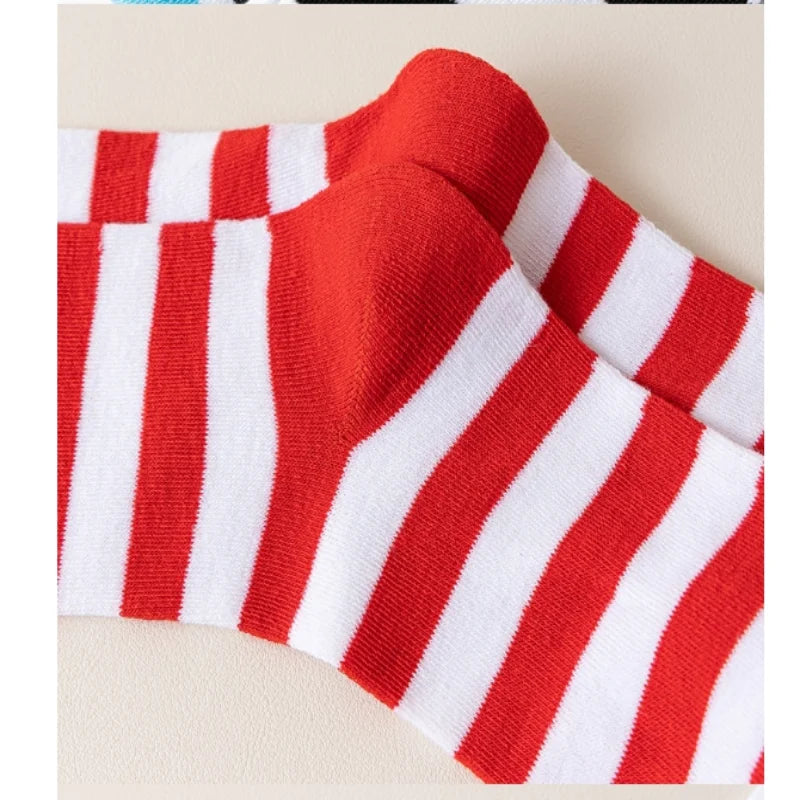 Striped Nylon Polyester Over Knee High Stockings