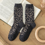 Leopard Print Wool Mid Calf Socks