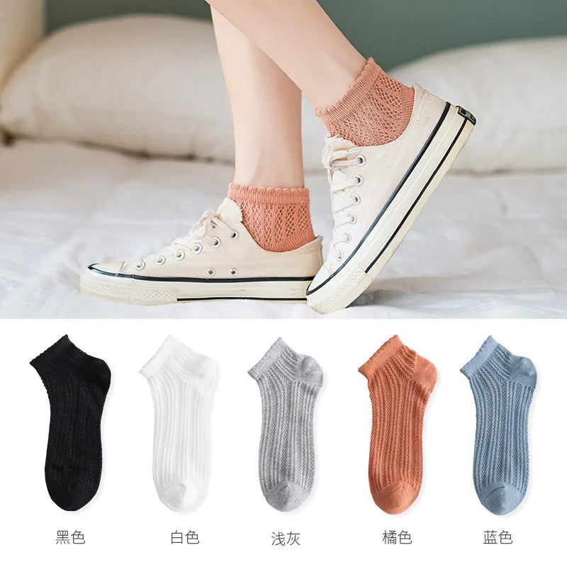 Cotton Polyester Mesh Ankle Socks for Women - 2