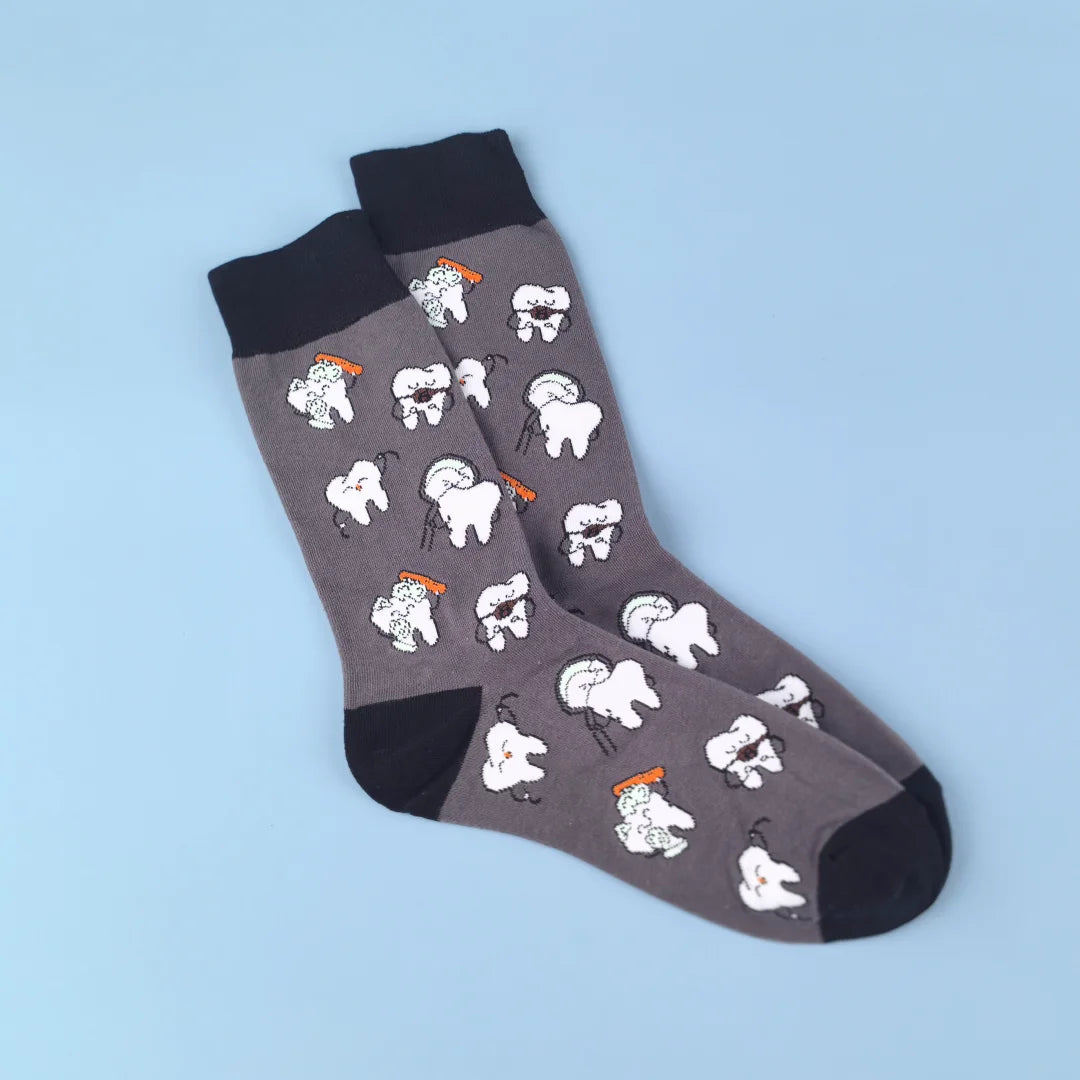 Cotton Blend Shrimp Pattern Mid Calf Socks - 13