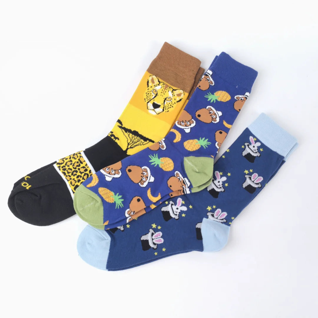 Polyester Animal Pattern Mid Calf Men Socks