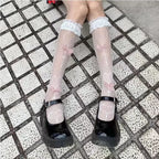 Nylon Cross Print Gothic Lolita Fishnet Tights