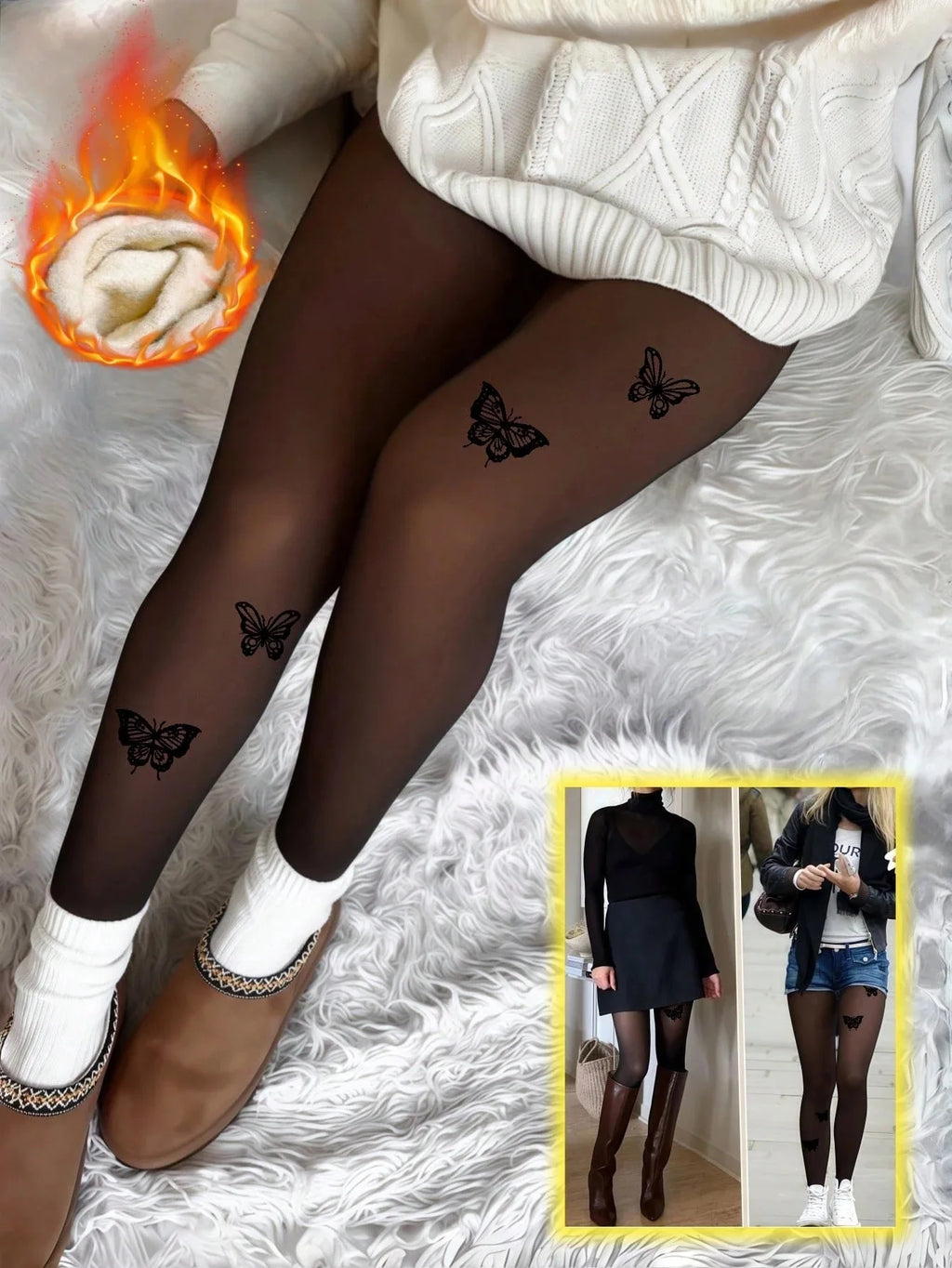 Fleece Lined Translucent Thermal Tights