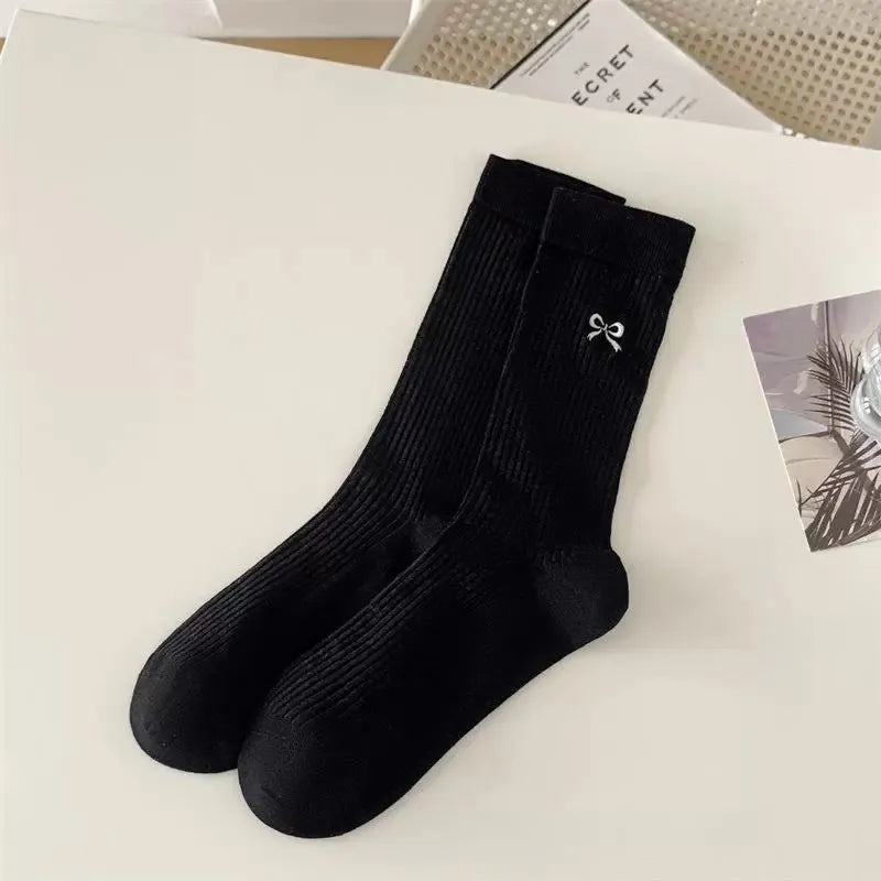 Polyester Blend Butterfly Pattern Casual Mid Length Socks 5 Pack
