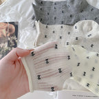 Polyester Spandex Bow Pattern Mid Tube Breathable Casual Socks