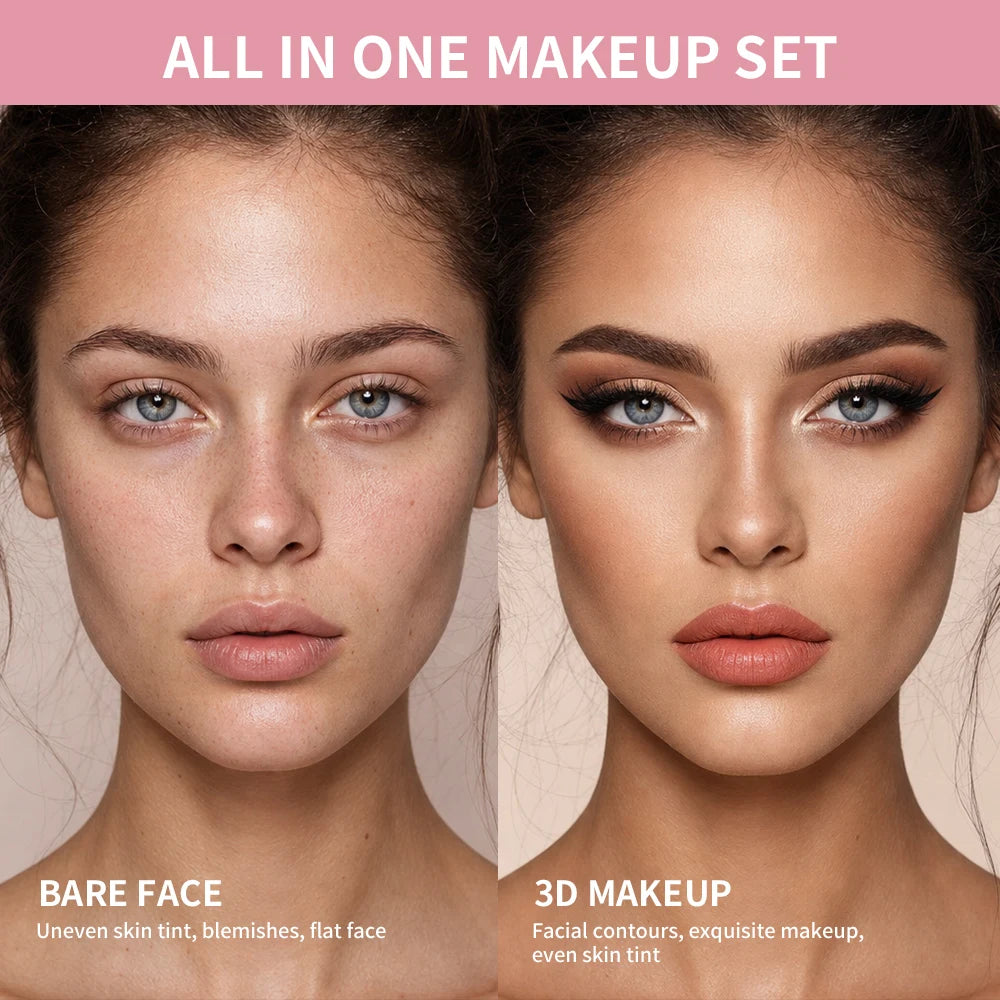 Full Face Cosmetic Makeup Kit with Brushes