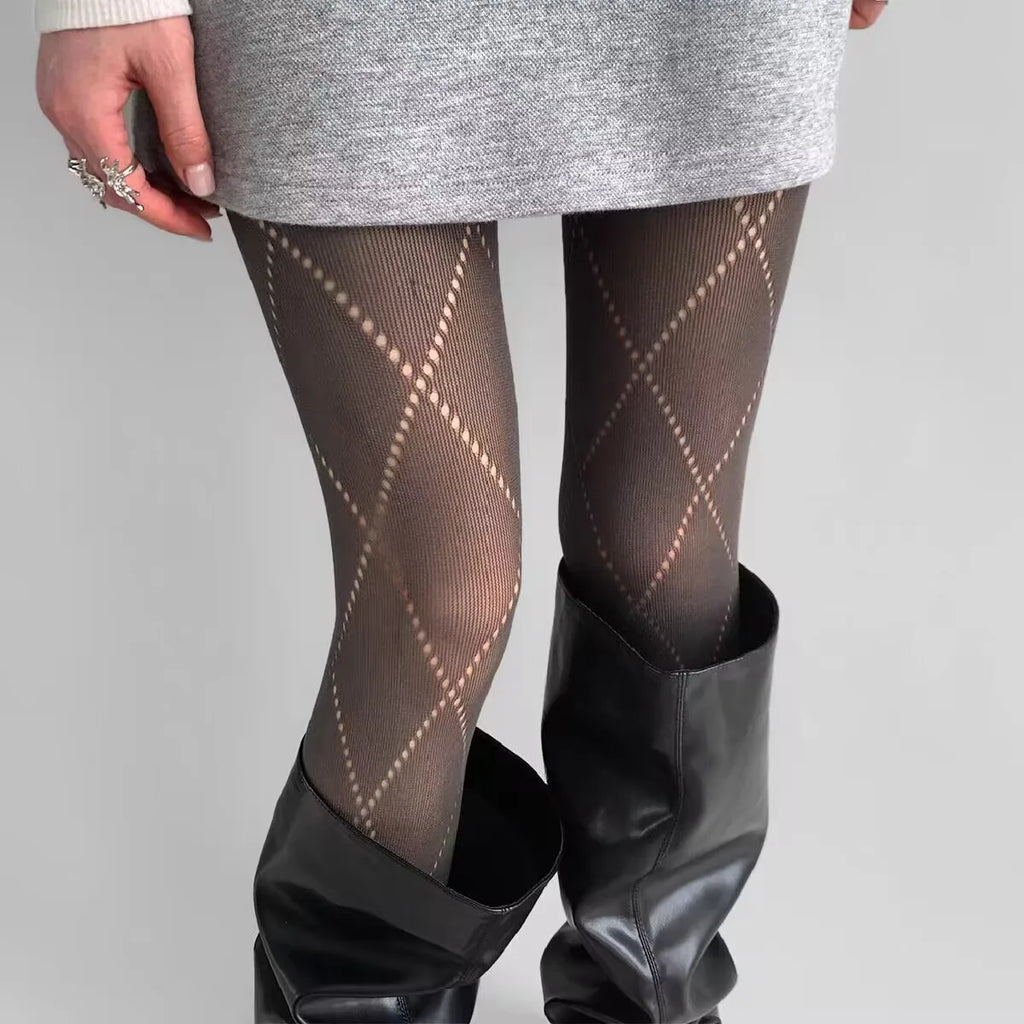 Geometric Pattern Nylon Mesh Pantyhose Tights