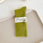 Cotton Blend Ribbed Crew Socks for Women