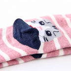 Polyester Elastane Crew Socks Cartoon Cat Pattern 5 Pairs