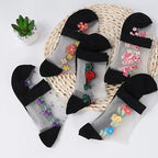 Floral Print Mid Tube Polyester Blend Socks