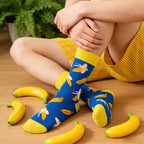 Cotton Blend Banana Print Crew Socks