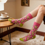 Cotton Blend Mid Calf Avocado Print Womens Socks