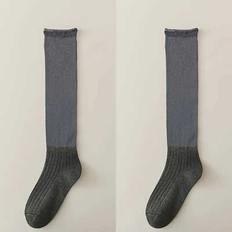 Ribbed Polyester Spandex Calf Socks