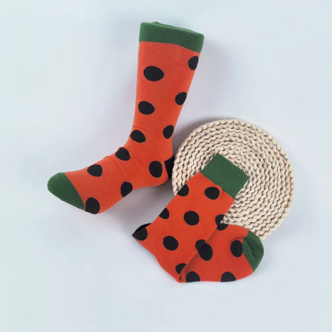 Cotton Blend Polka Dot Mid Calf Unisex Socks