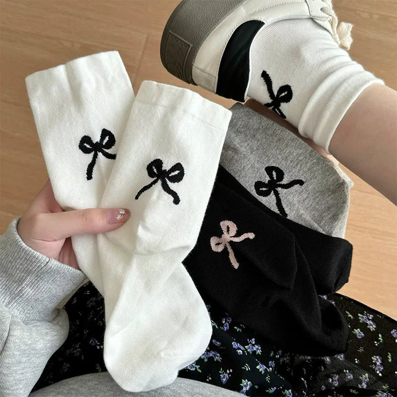 Cotton Bow Detail Crew Socks - 7
