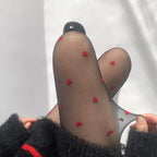 Nylon Polyester Heart Print Tights for Women