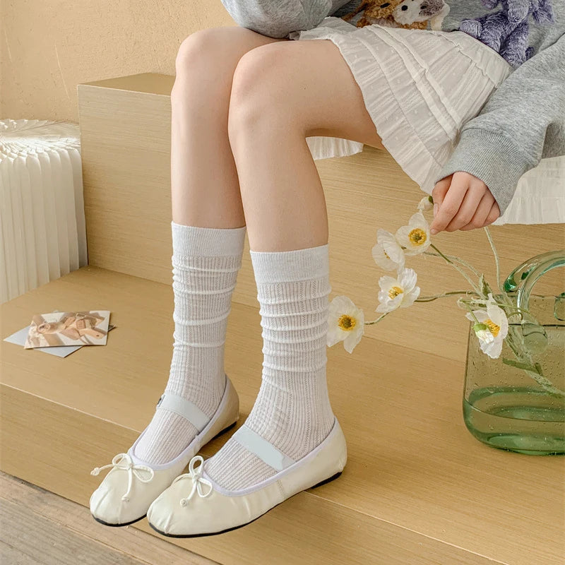 Cotton Blend Breathable Casual Socks For Women
