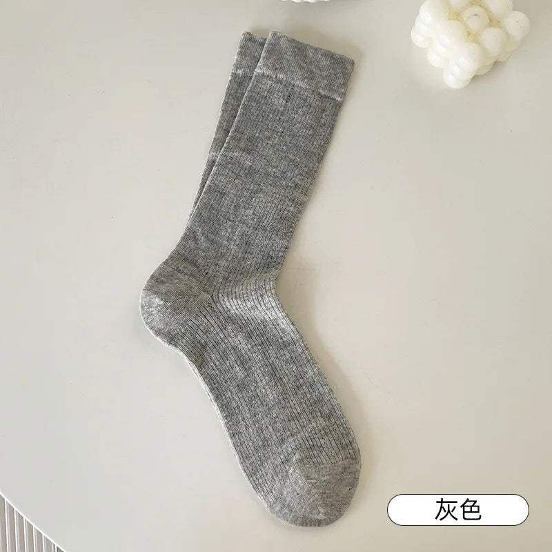 Cotton Nylon Hollow Knit Long Socks